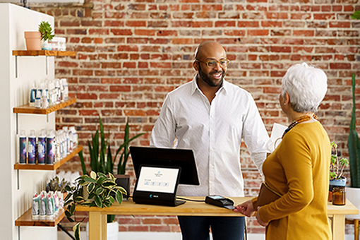 Paying for item with credit card at a salon