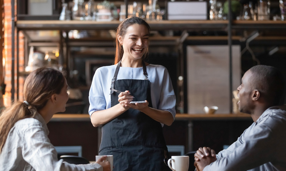 Couple ordering at a restaurant